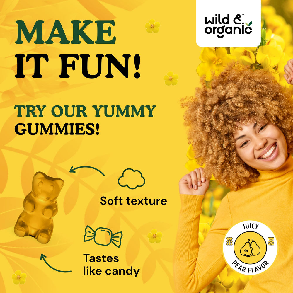 Pear-flavored mullein gummies for lung support