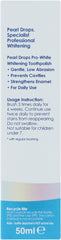 Close-up of Pearl Drops Pro-White 50ml bottle label