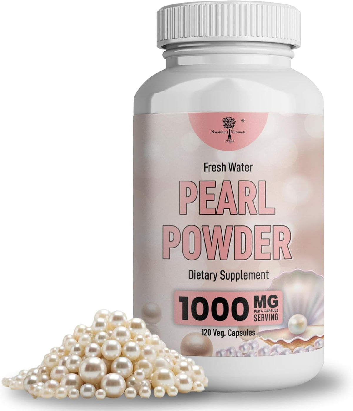 Pearl powder supplement bottle for skin health and beauty