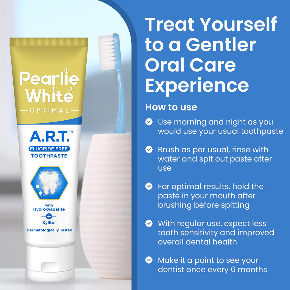 Packaging shot of Pearlie White 4-pack remineralization toothpaste