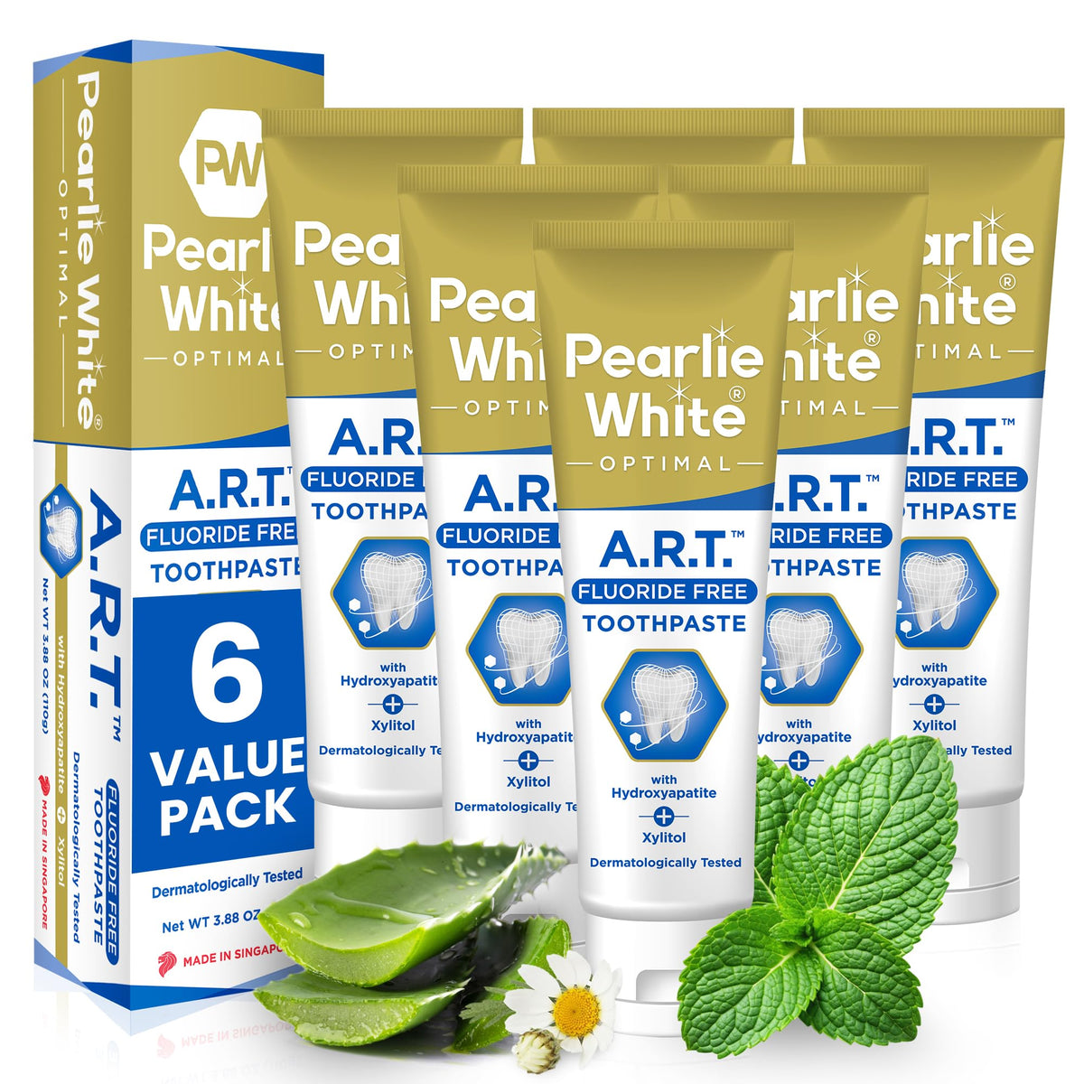 Pearlie White Active Remineralization toothpaste tube with packaging