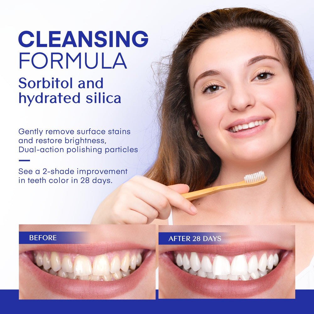 Graphic illustrating enamel remineralization and whitening effect.