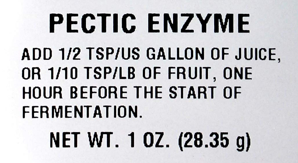 Label of Pectic Enzyme 1 oz package
