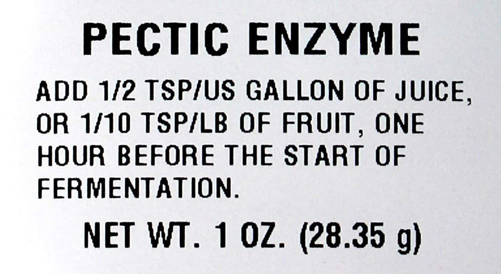 Label of Pectic Enzyme 1 oz package