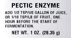 Label of Pectic Enzyme 1 oz package