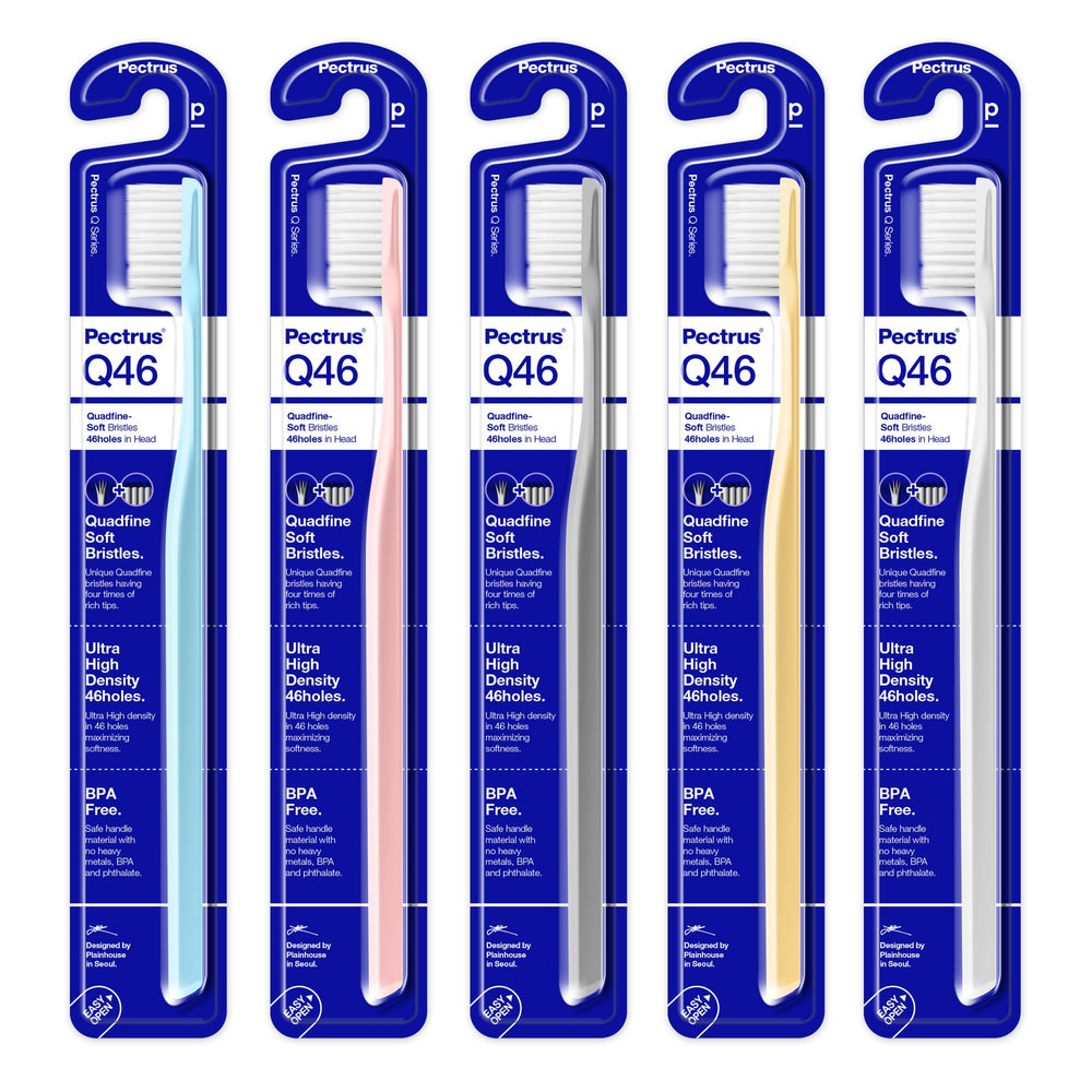 Pectrus soft toothbrush pack showcasing quad-find technology