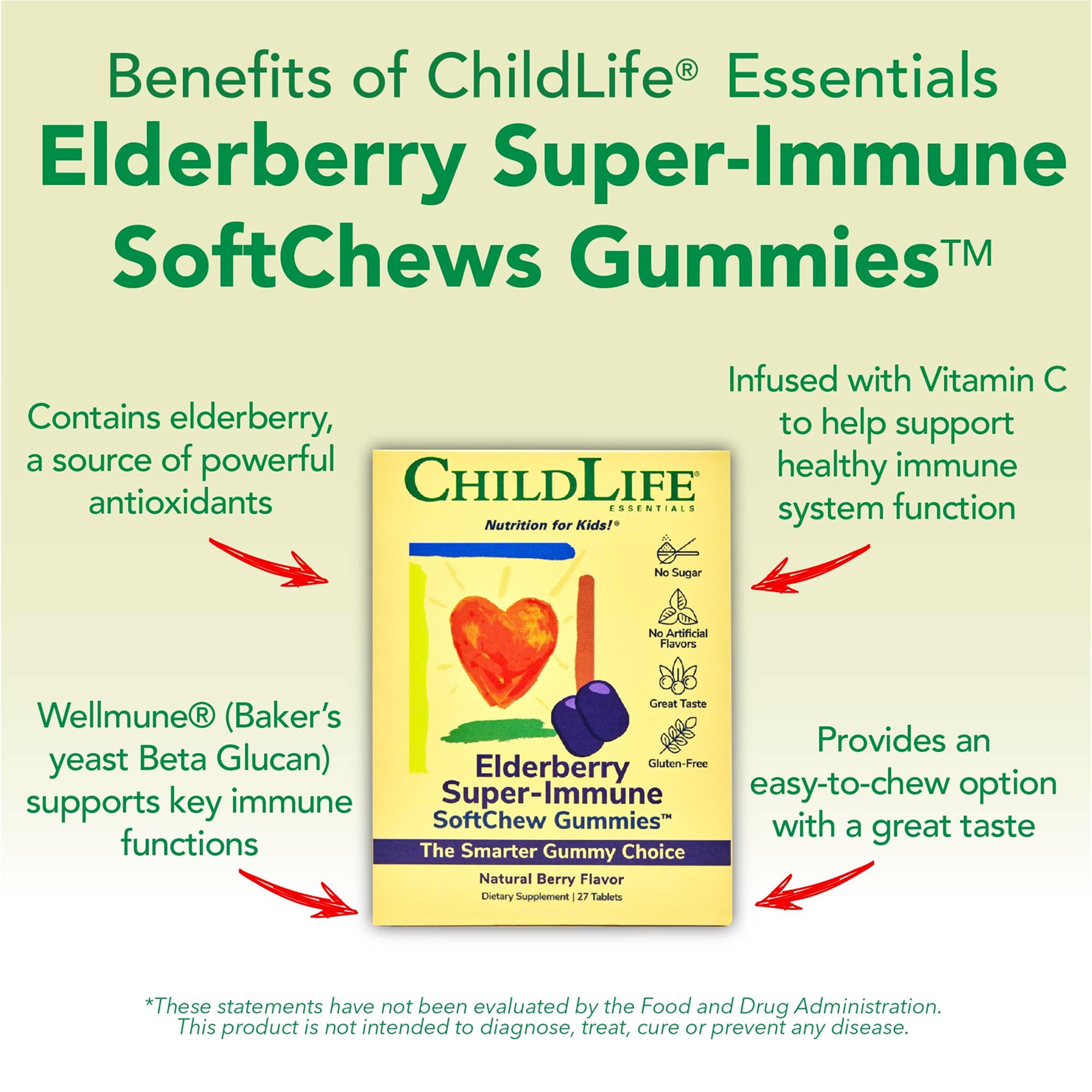 Pediatrician-approved label for CHILDLIFE ESSENTIALS Elderberry Gummies