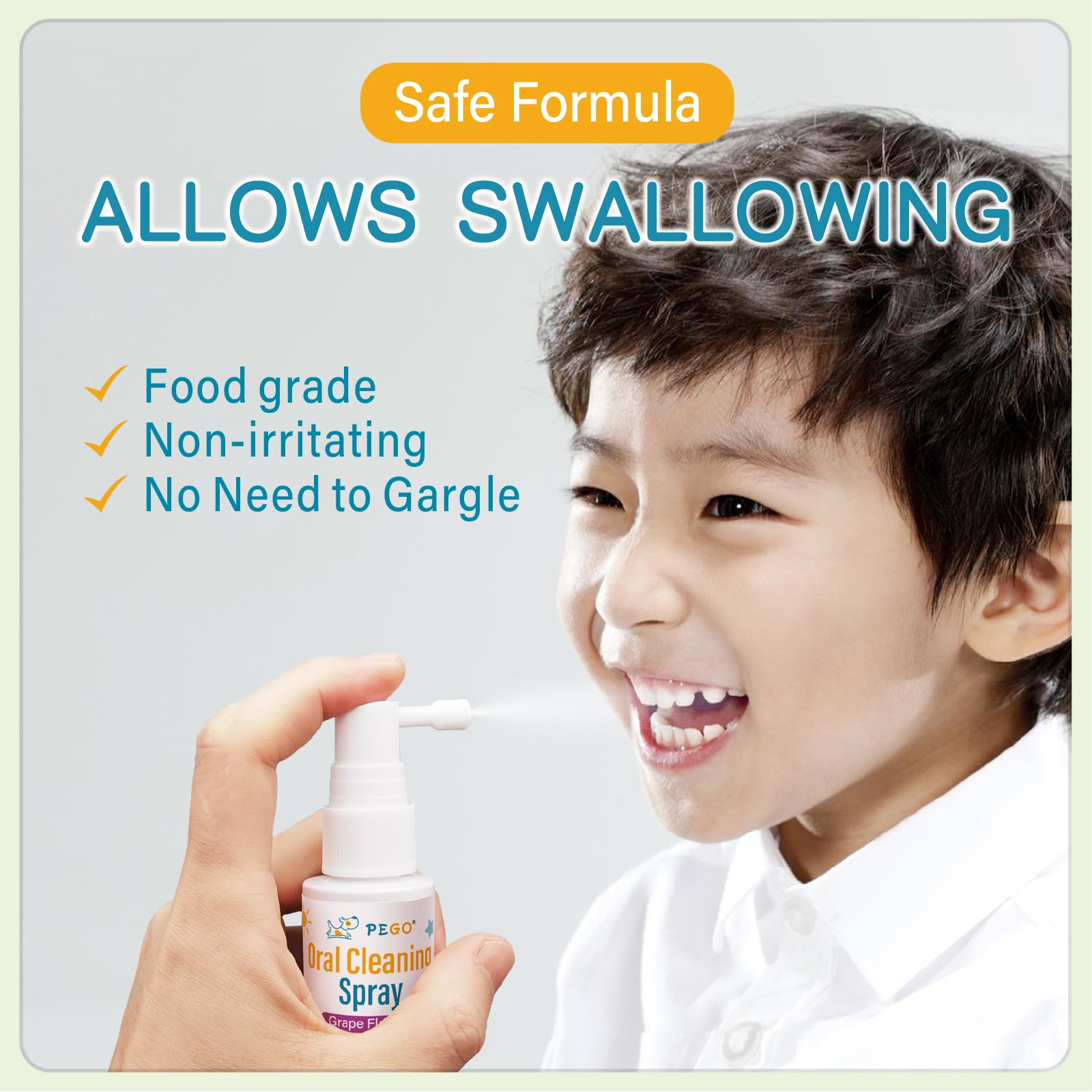Usage scene applying spray to baby's gums