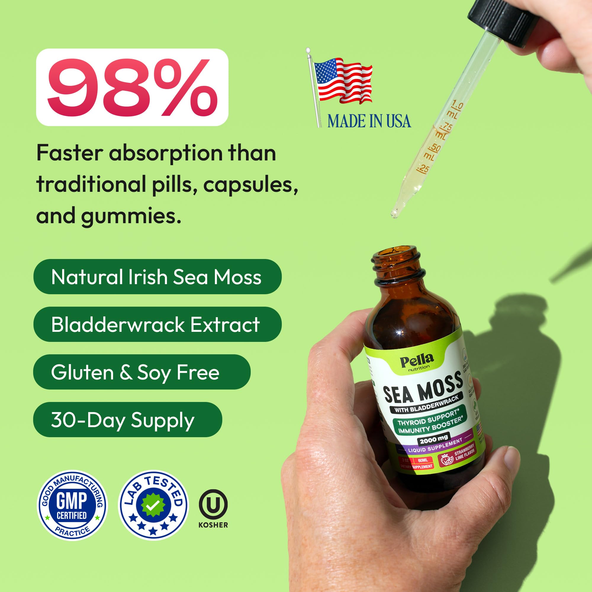 Dropper dispensing sea moss liquid
