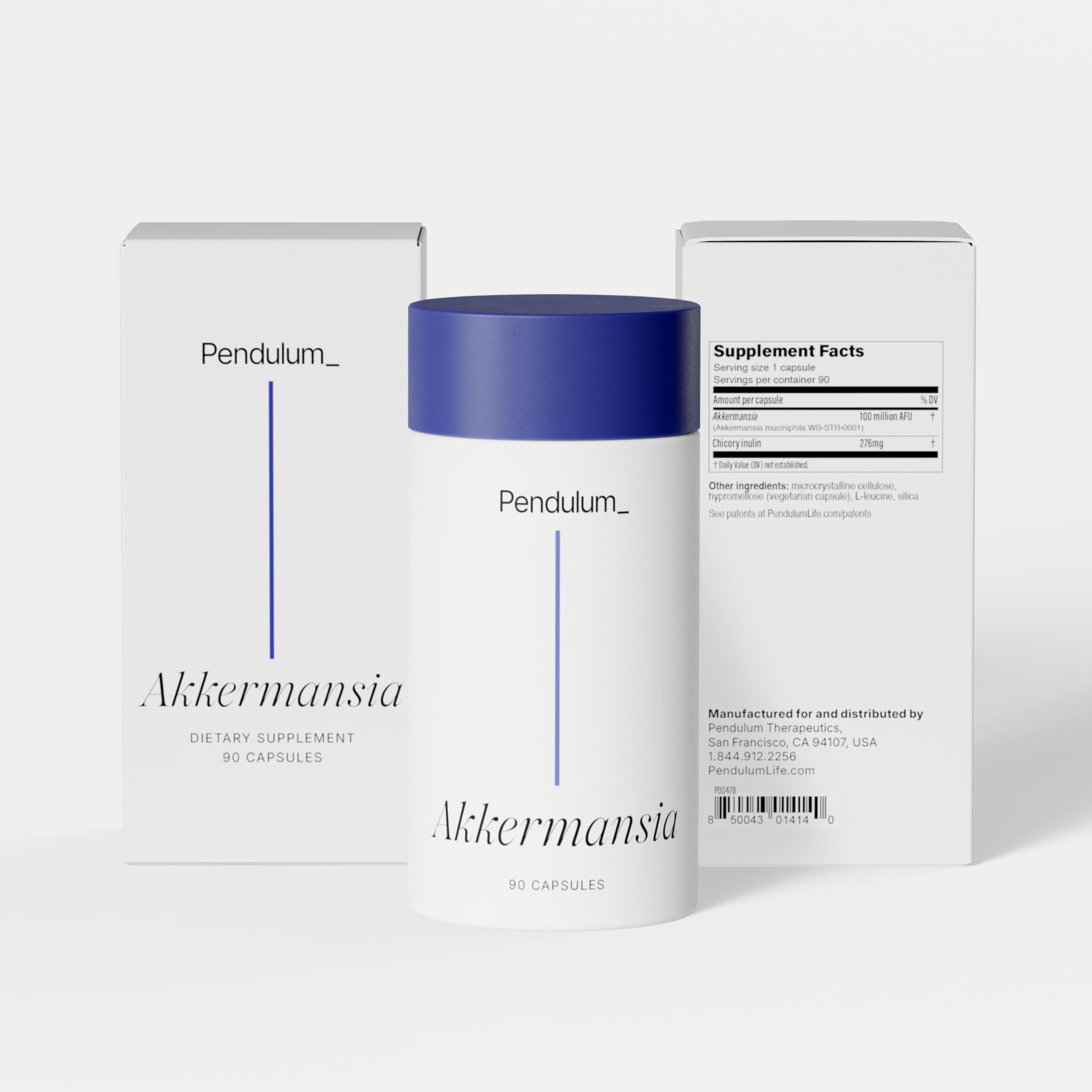 Third-party testing seal on Pendulum Akkermansia packaging