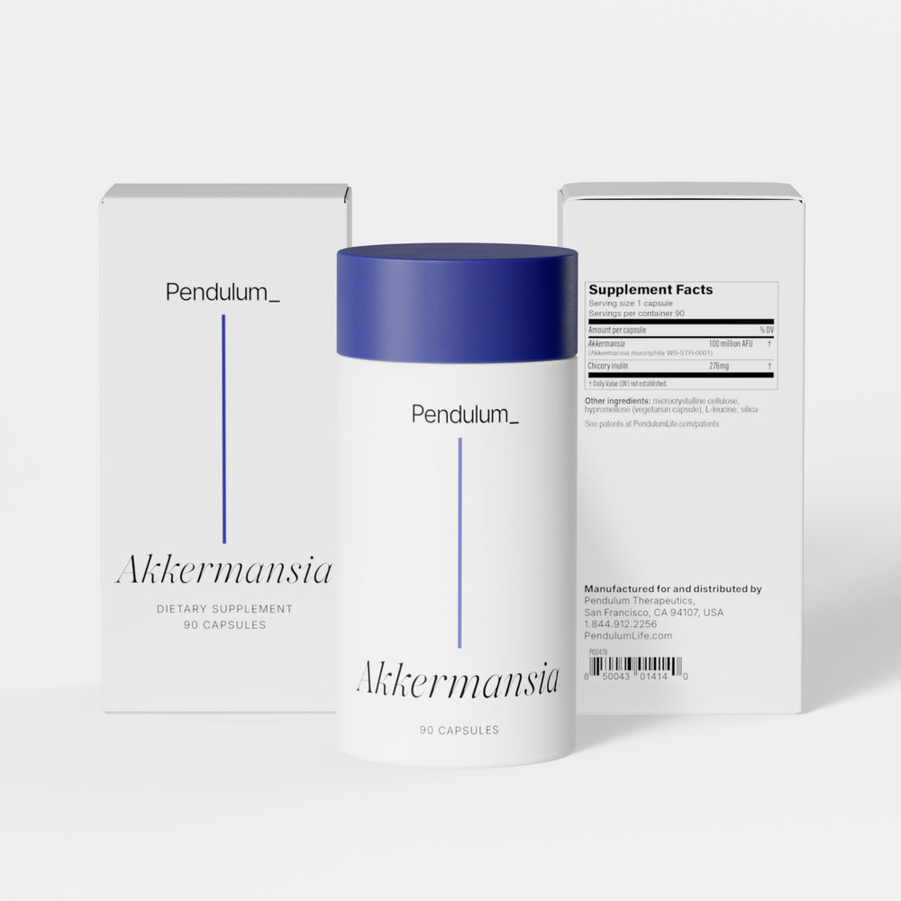 Third-party testing seal on Pendulum Akkermansia packaging