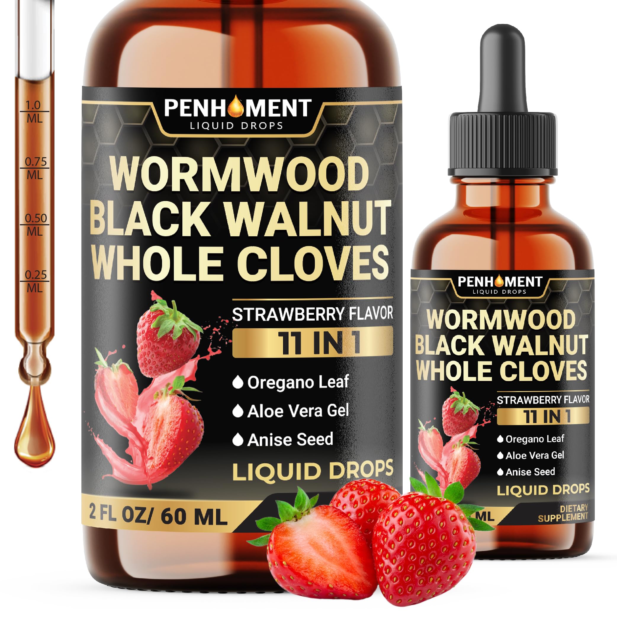 Front view of Penhoment 11in1 Wormwood Drops bottle