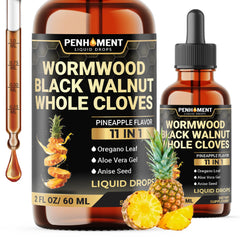 Front view of Penhoment 11in1 Wormwood Liquid Drops Pineapple Flavor bottle