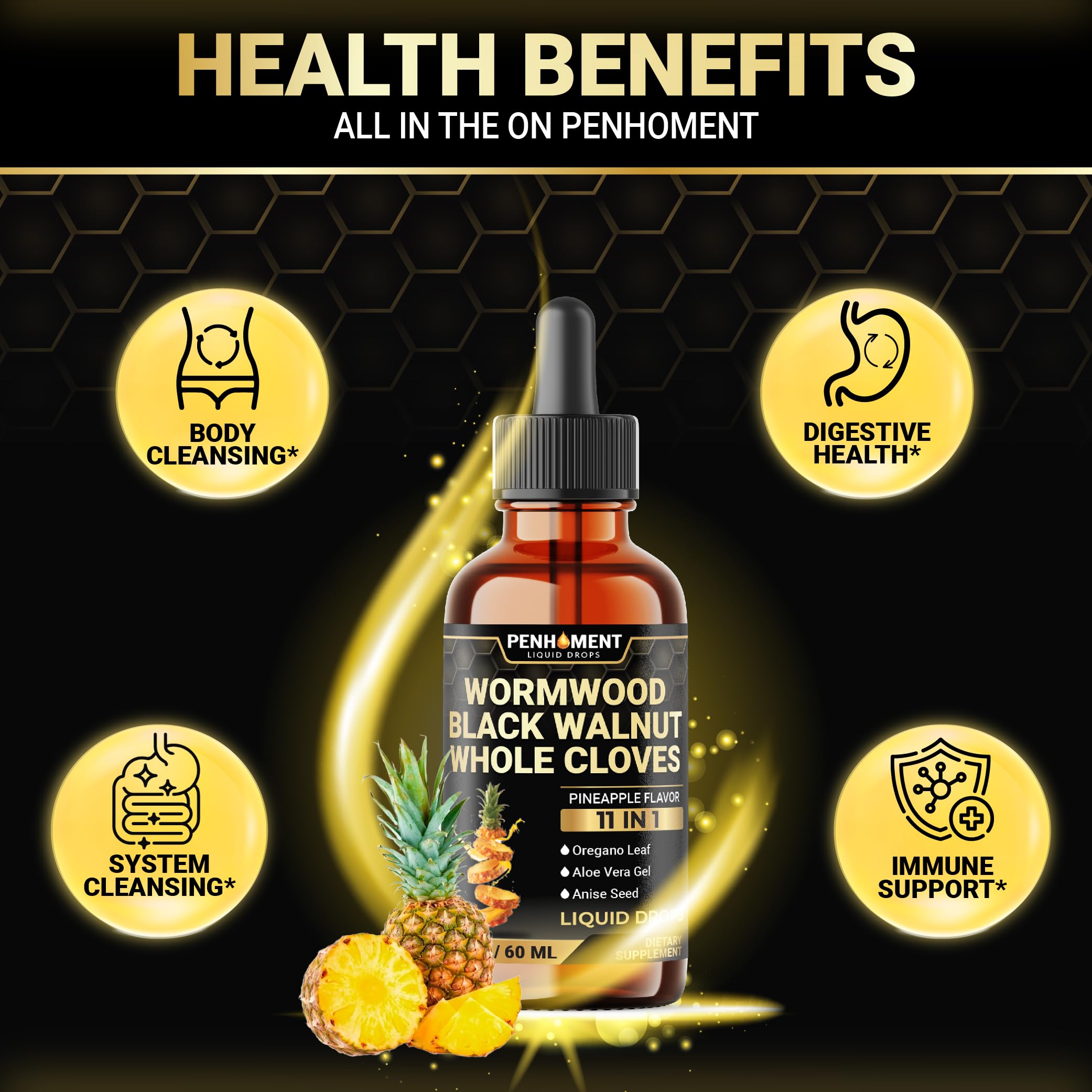 Penhoment Wormwood Liquid Drops 2 oz bottle and packaging