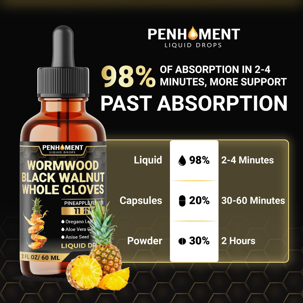 Vegetarian-friendly, gluten-free Penhoment Wormwood Drops packaging