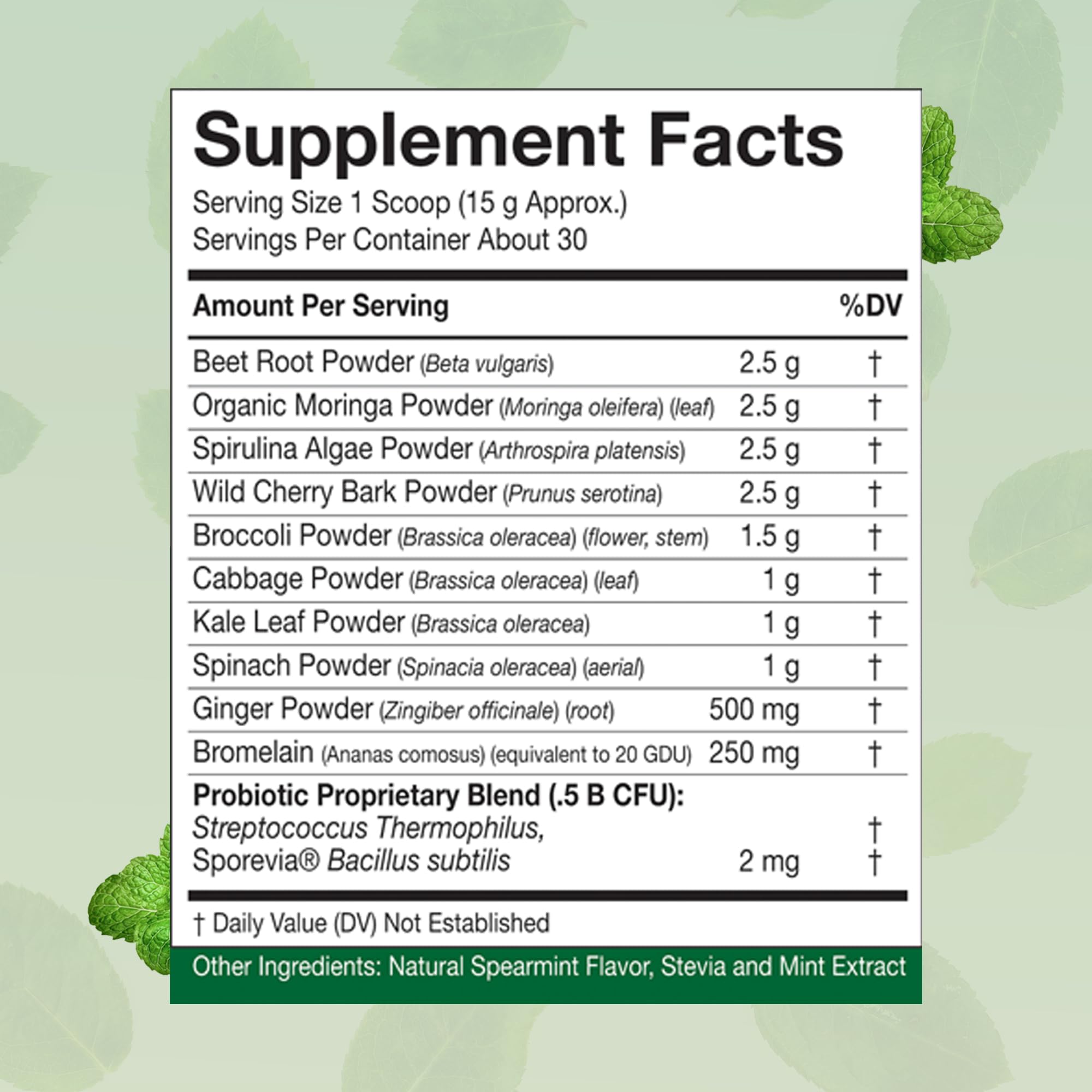 Measuring scoop with greens powder