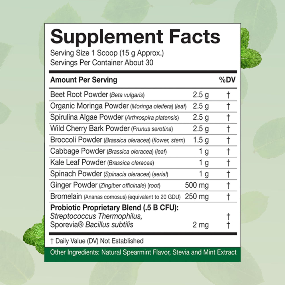 Measuring scoop with greens powder