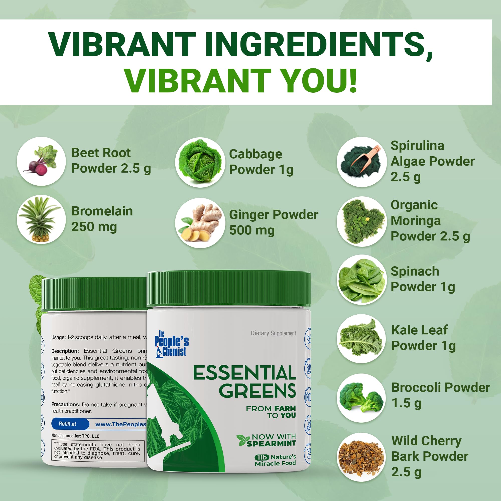 Smoothie prepared with The Essential Greens Powder