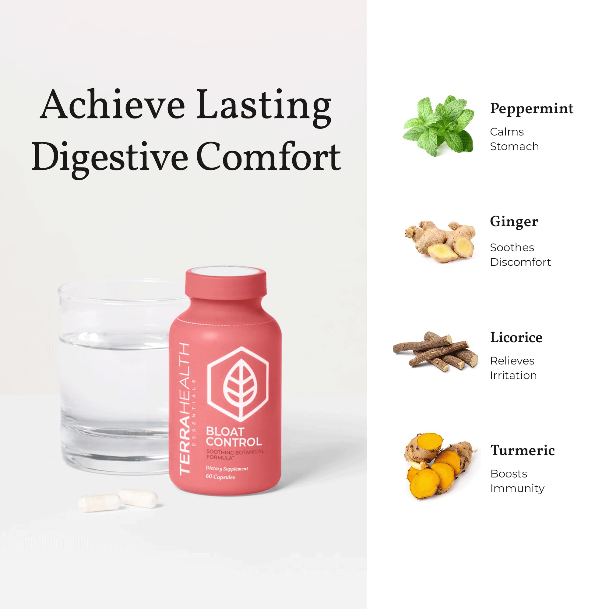 Peppermint, Ginger and Licorice for anti-bloat support