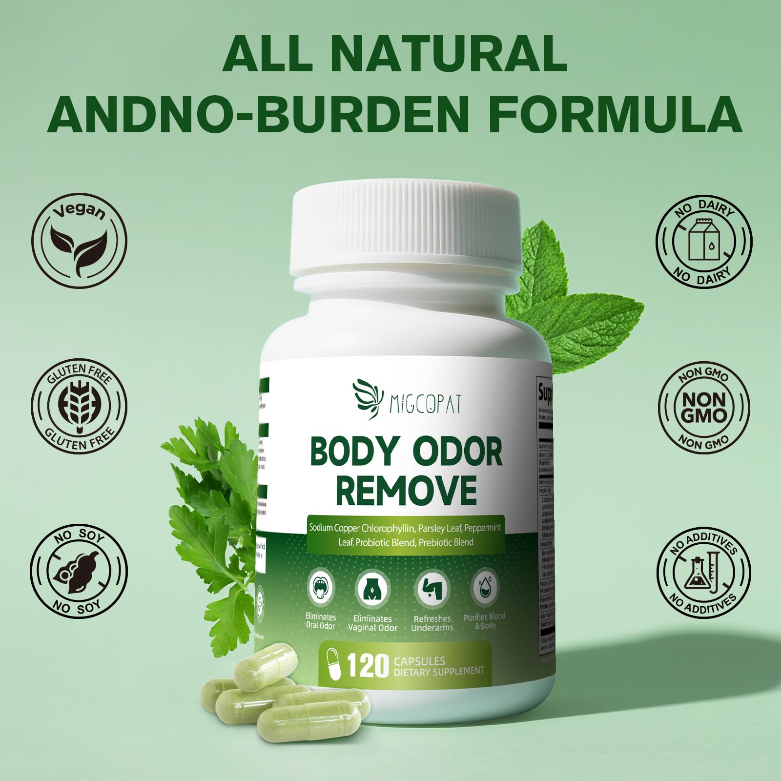 Peppermint and parsley for fresh breath with chlorophyll capsules