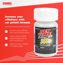 PEPTIME Energy packaging in hand, portable caffeine boost for on-the-go