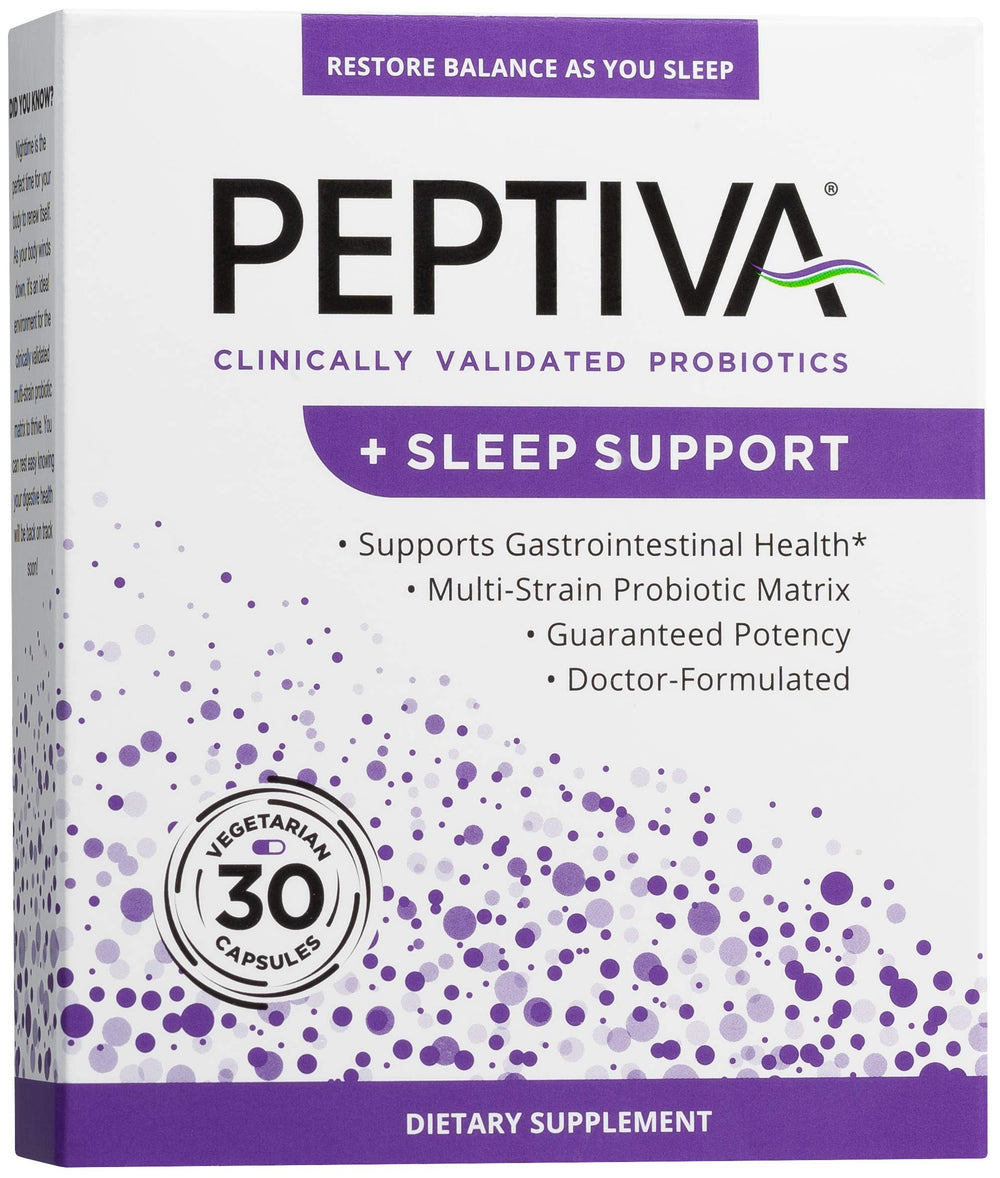 Peptiva 26B CFU Probiotic + Sleep Support bottle and packaging