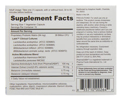 Sleep-supporting probiotic features: melatonin, PharmaGABA, valerian root; vegetarian and gluten-free