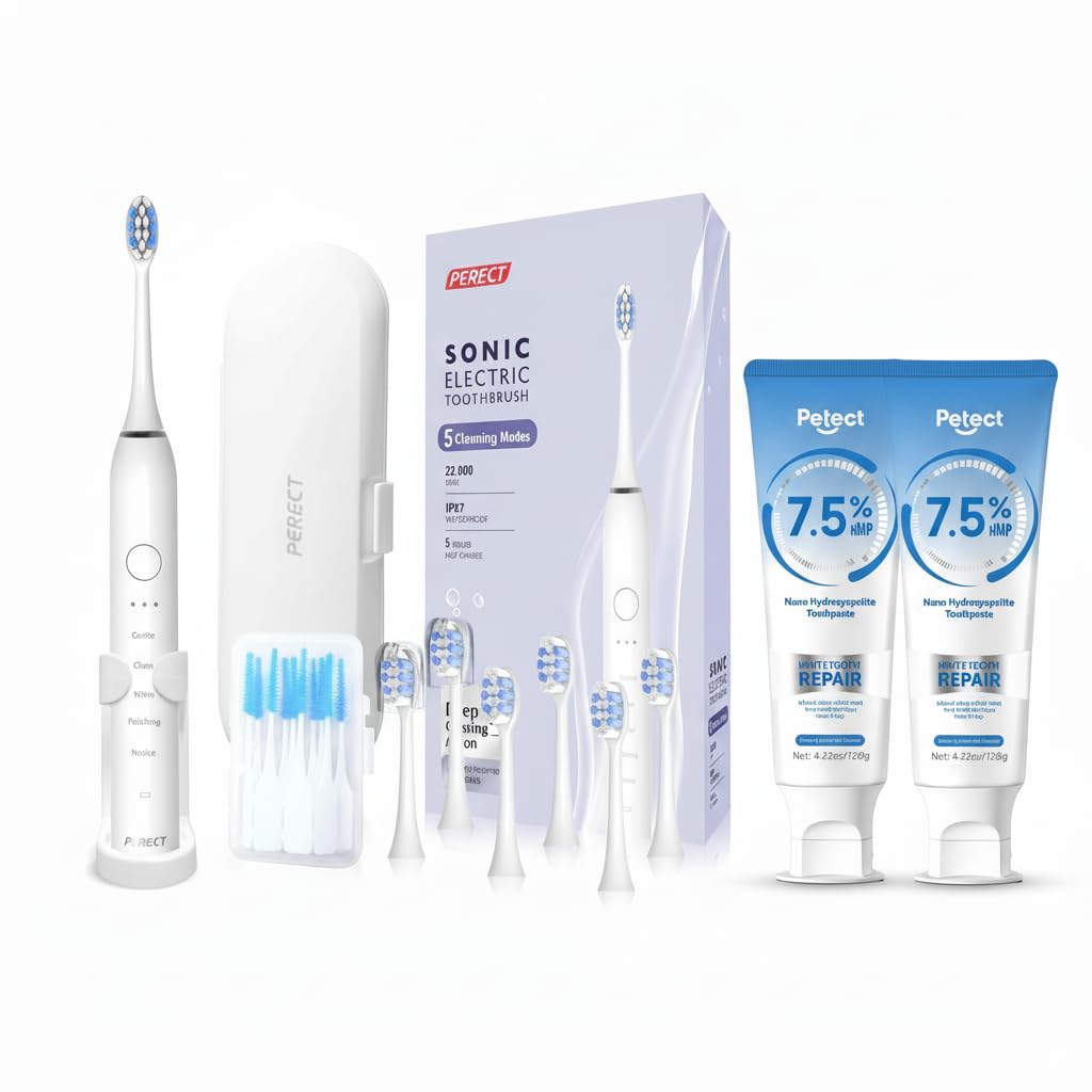 PERECT Sonic Electric Toothbrush White front view