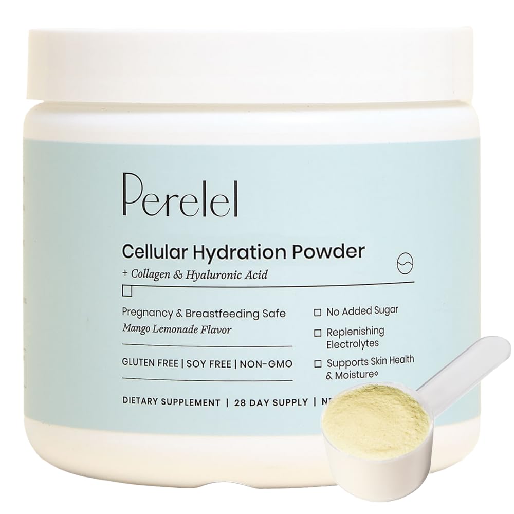 Perelel Hydration Powder label emphasizes daily hydration support and clean branding