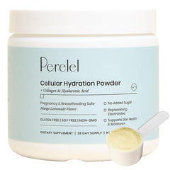 Perelel Hydration Powder label emphasizes daily hydration support and clean branding
