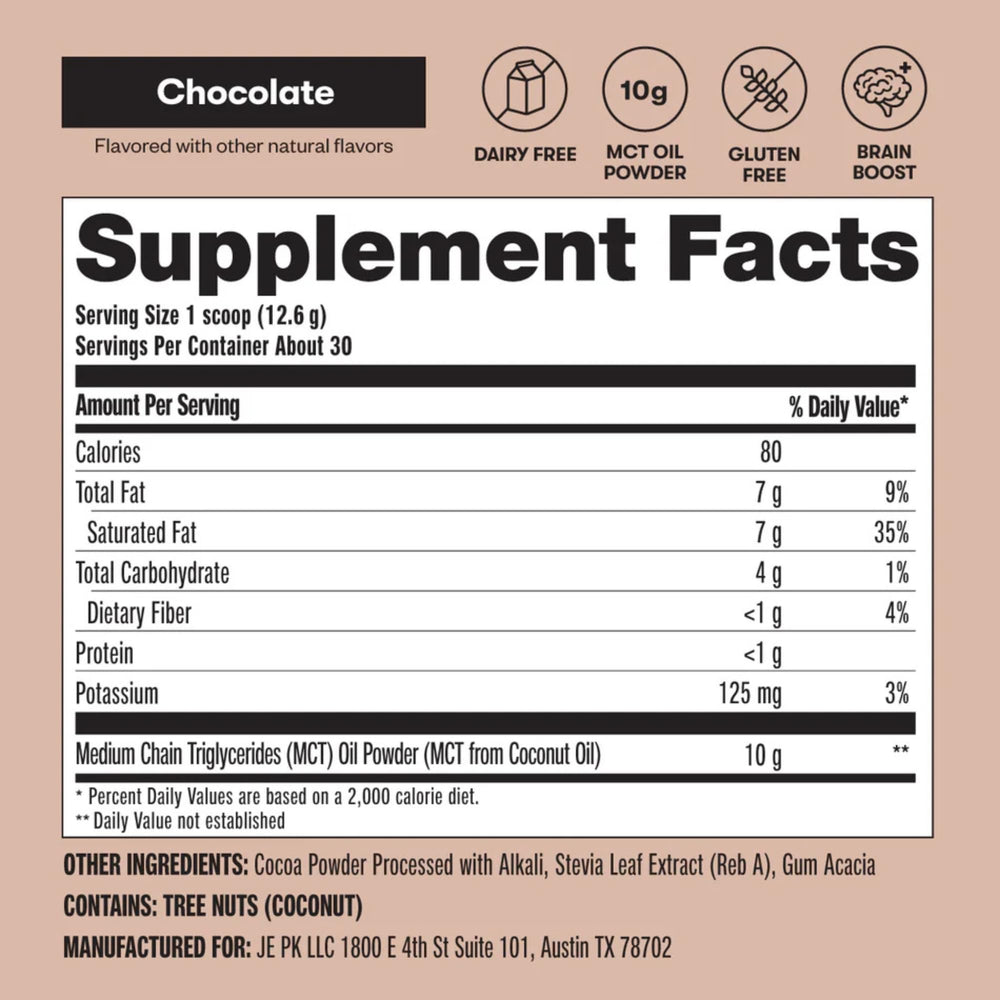 Serving scoop pouring MCT powder
