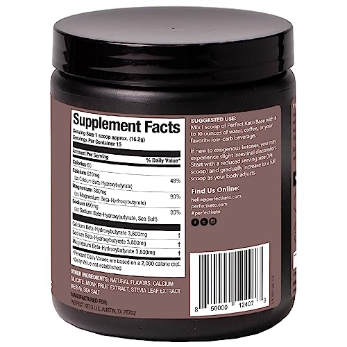 Product shot of Perfect Keto Exogenous Ketones Powder chocolate packaging