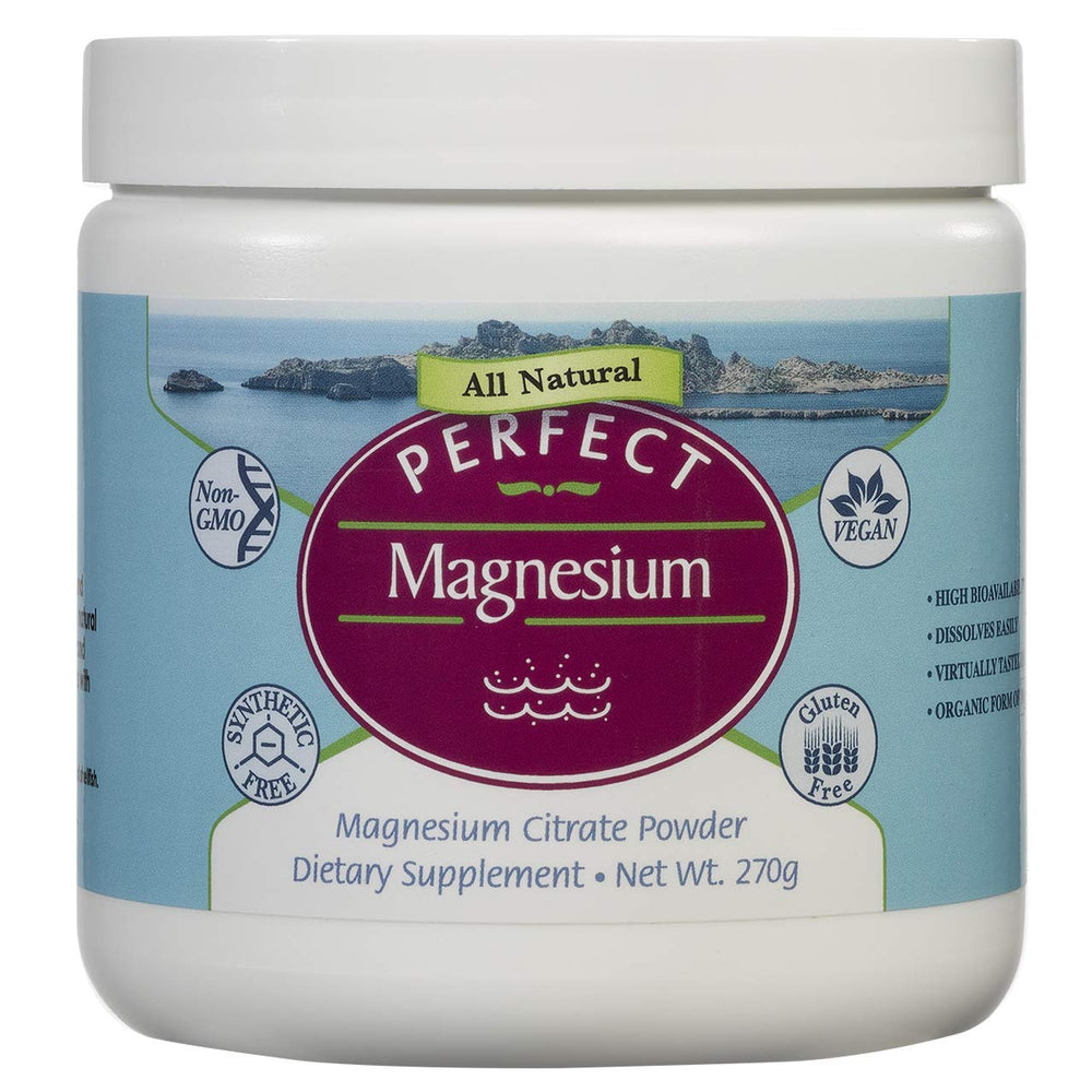 Front view of Perfect Magnesium Citrate Powder 270g container