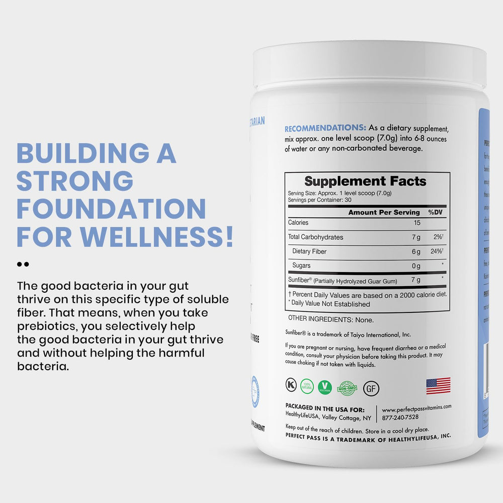 Nutrition facts and ingredient list for PERFECT PASS PHGG 210g