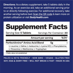 BodyHealth PerfectAmino tablets 150-count back view