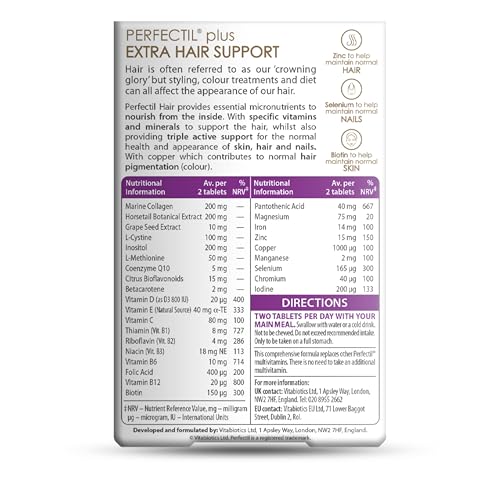 Capsules of Perfectil multivitamin for hair health