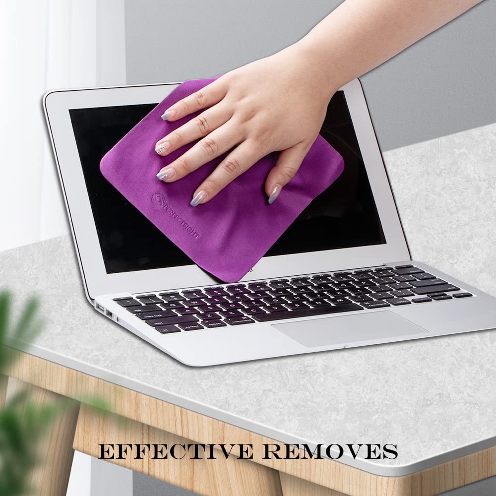 Package or display of PERFECTSIGHT purple microfiber cloths, 6-pack