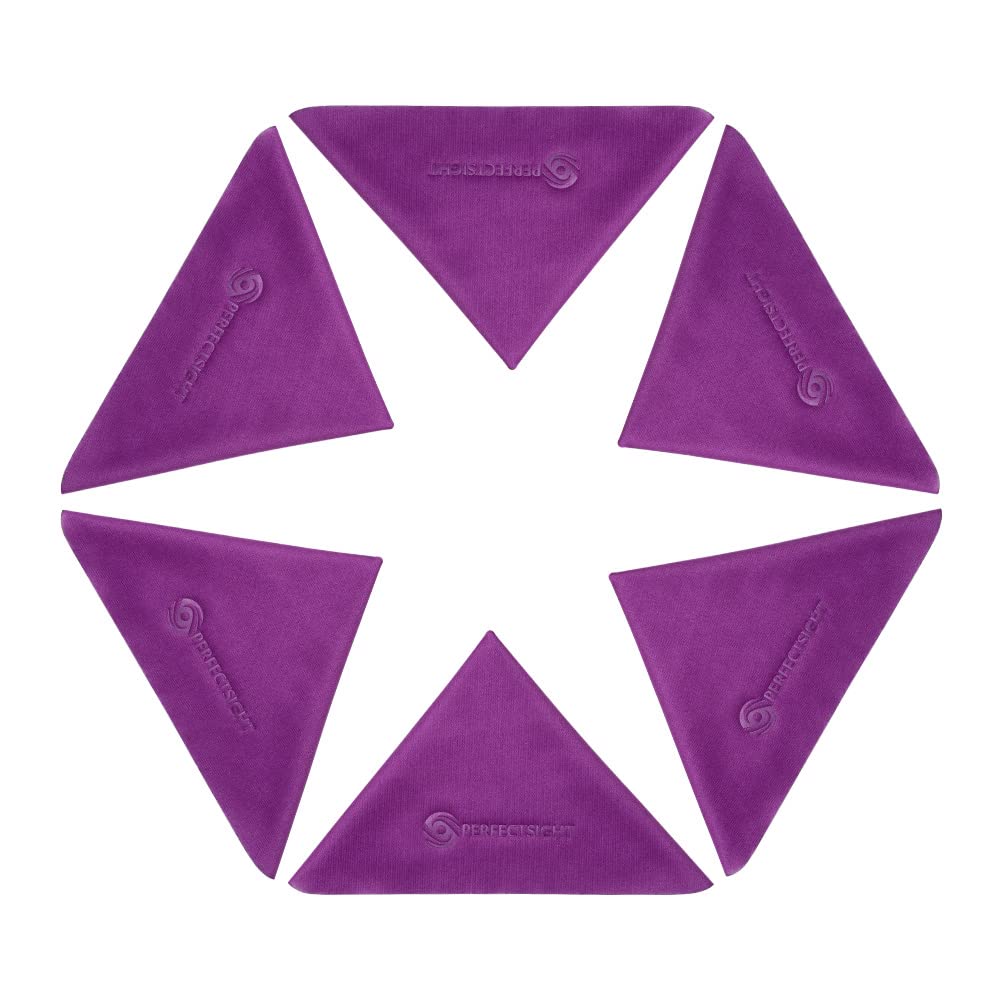 Reusable and machine-washable PERFECTSIGHT microfiber cloths in purple