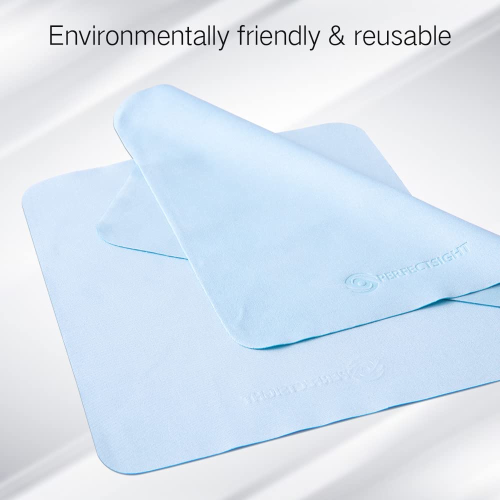 Cloth being used to clean eyeglasses.