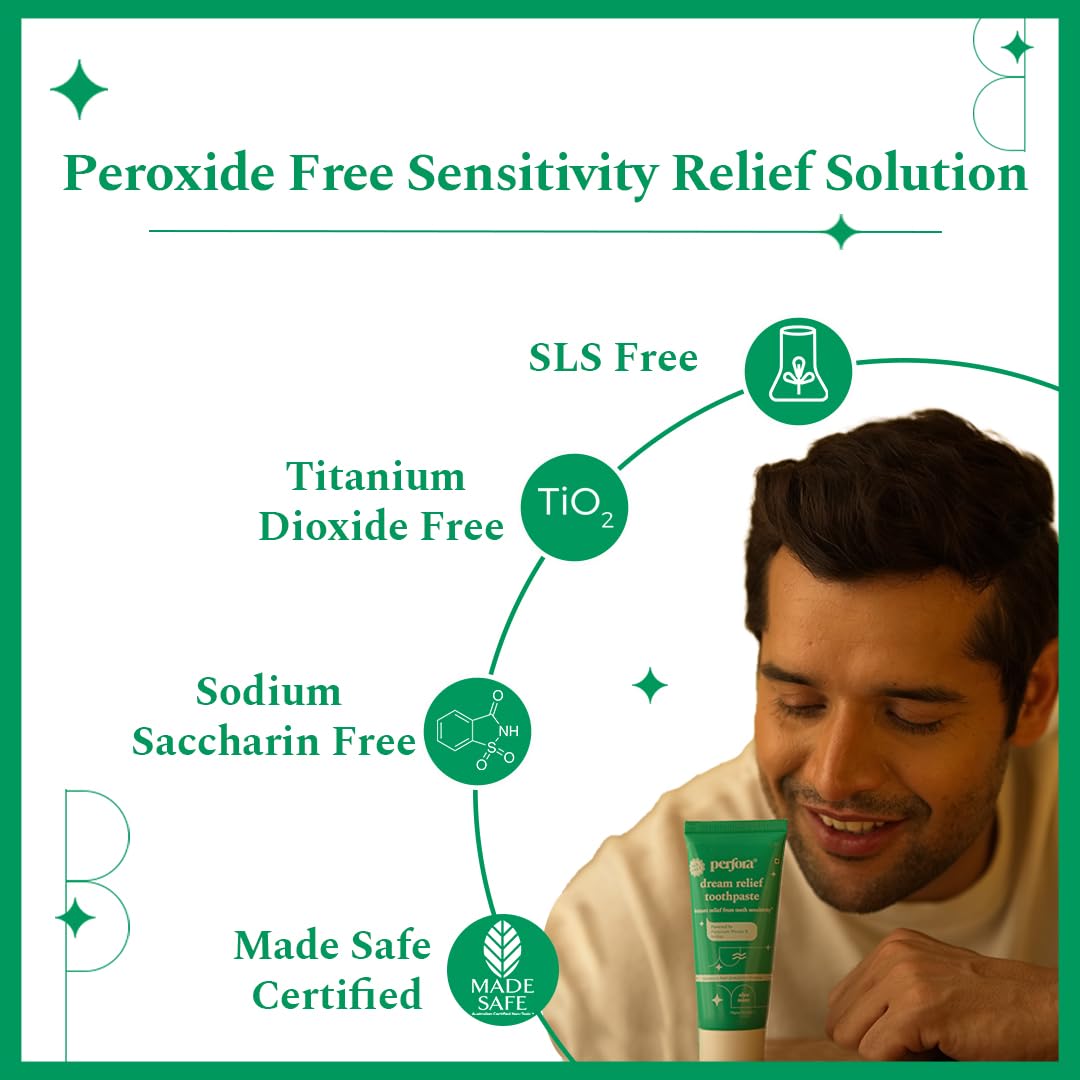 Perfora toothpaste label showing SLS-free and Made Safe Certified