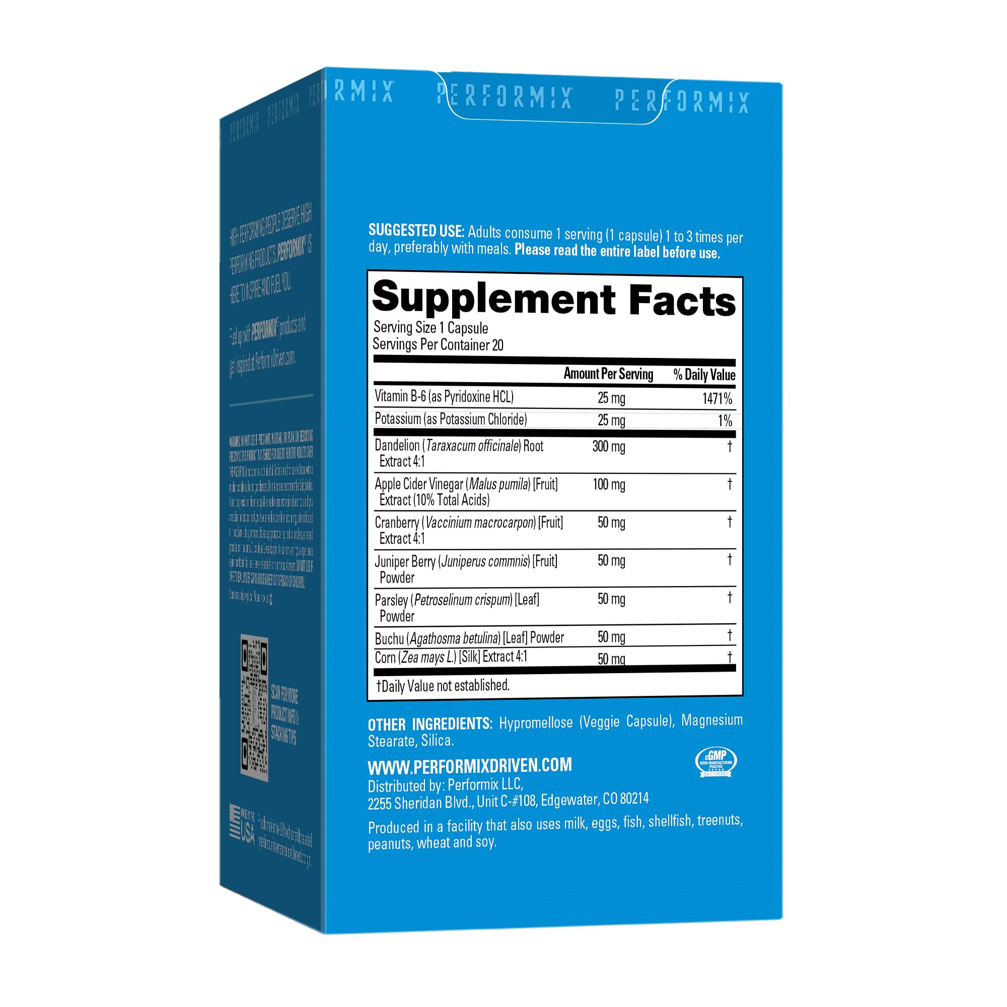 Close-up of ingredients including dandelion extract and apple cider vinegar