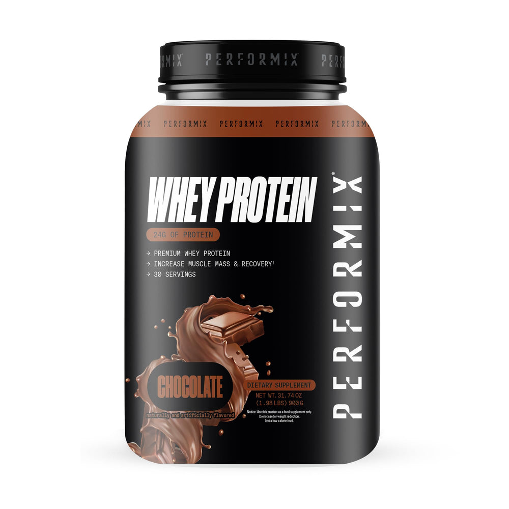 PERFORMIX whey protein powder bottle for quick post-workout recovery and protein boost.