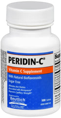 Bottle of PERIDIN-C Vitamin C supplement tablets with label