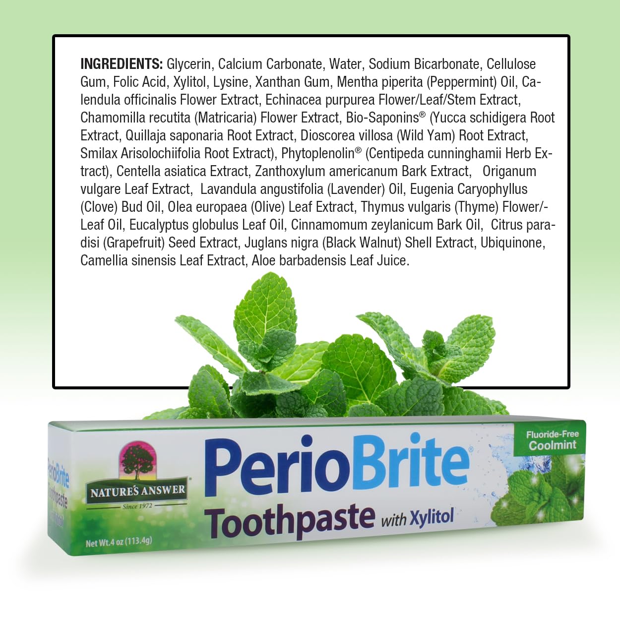Illustration of PerioBrite ingredients including Phytoplenolin and CoQ10