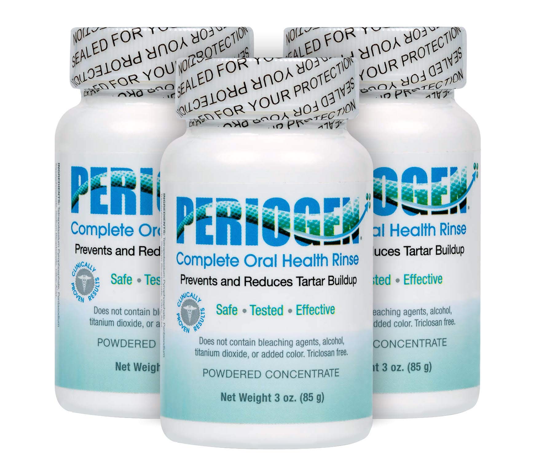 Front view of Periogen Complete Oral Health Rinse 3-PK bottle