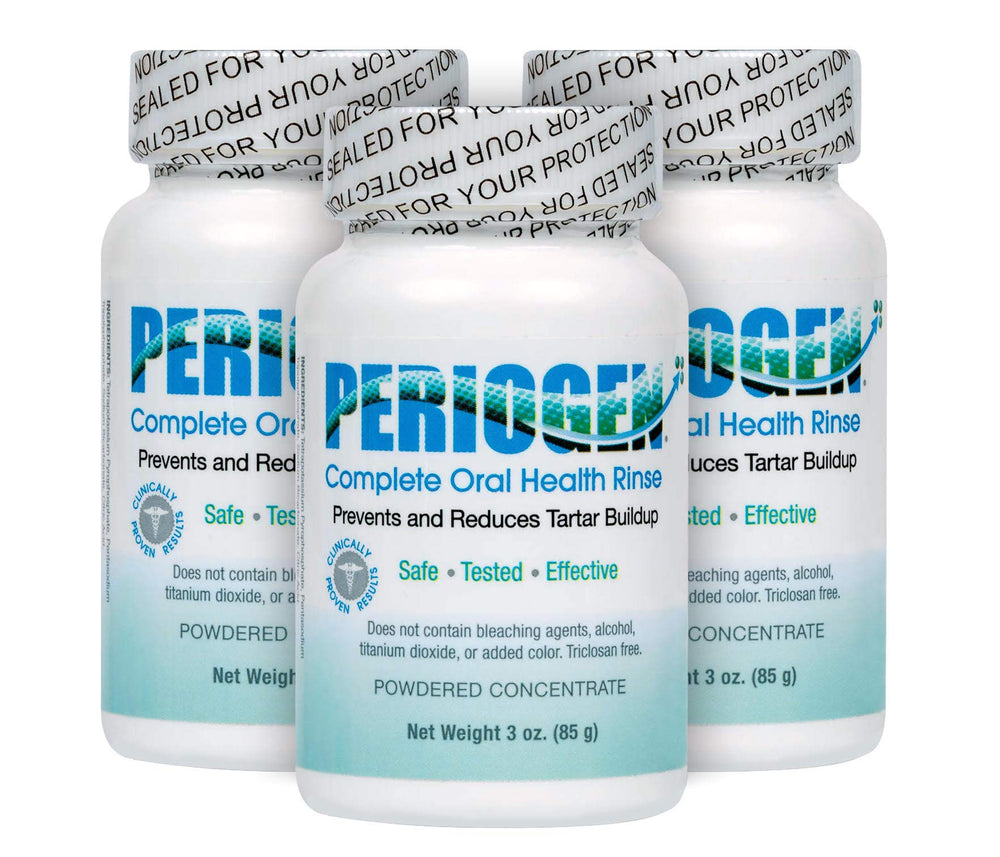 Front view of Periogen Complete Oral Health Rinse 3-PK bottle