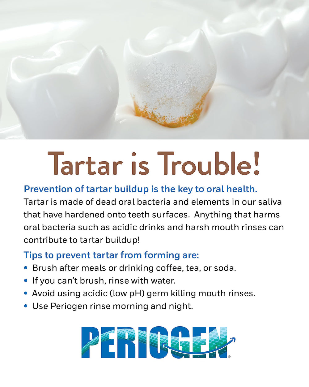 Periogen toothpaste label highlighting SLS-free formula