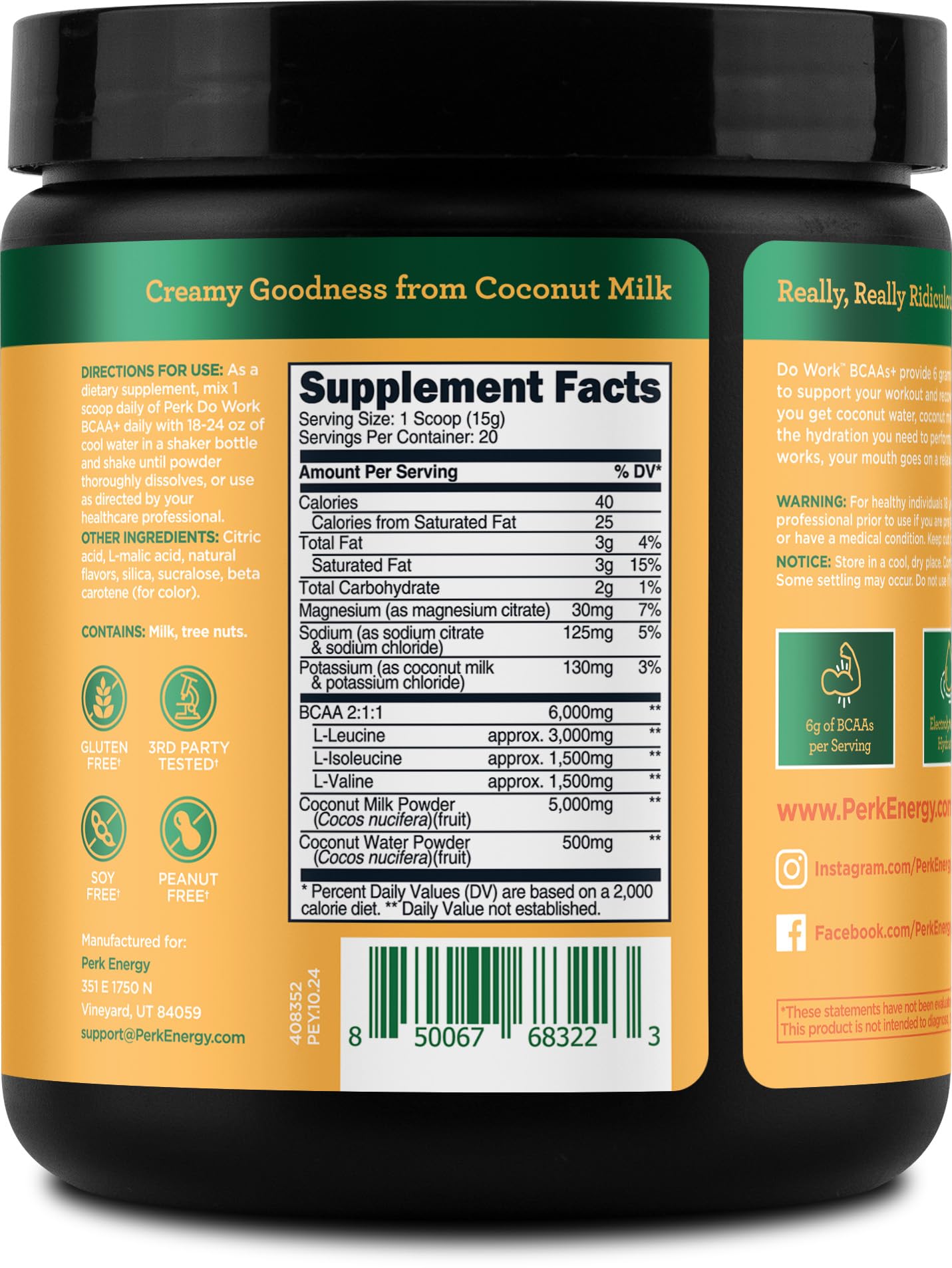 Hydration electrolytes and BCAAs ingredients