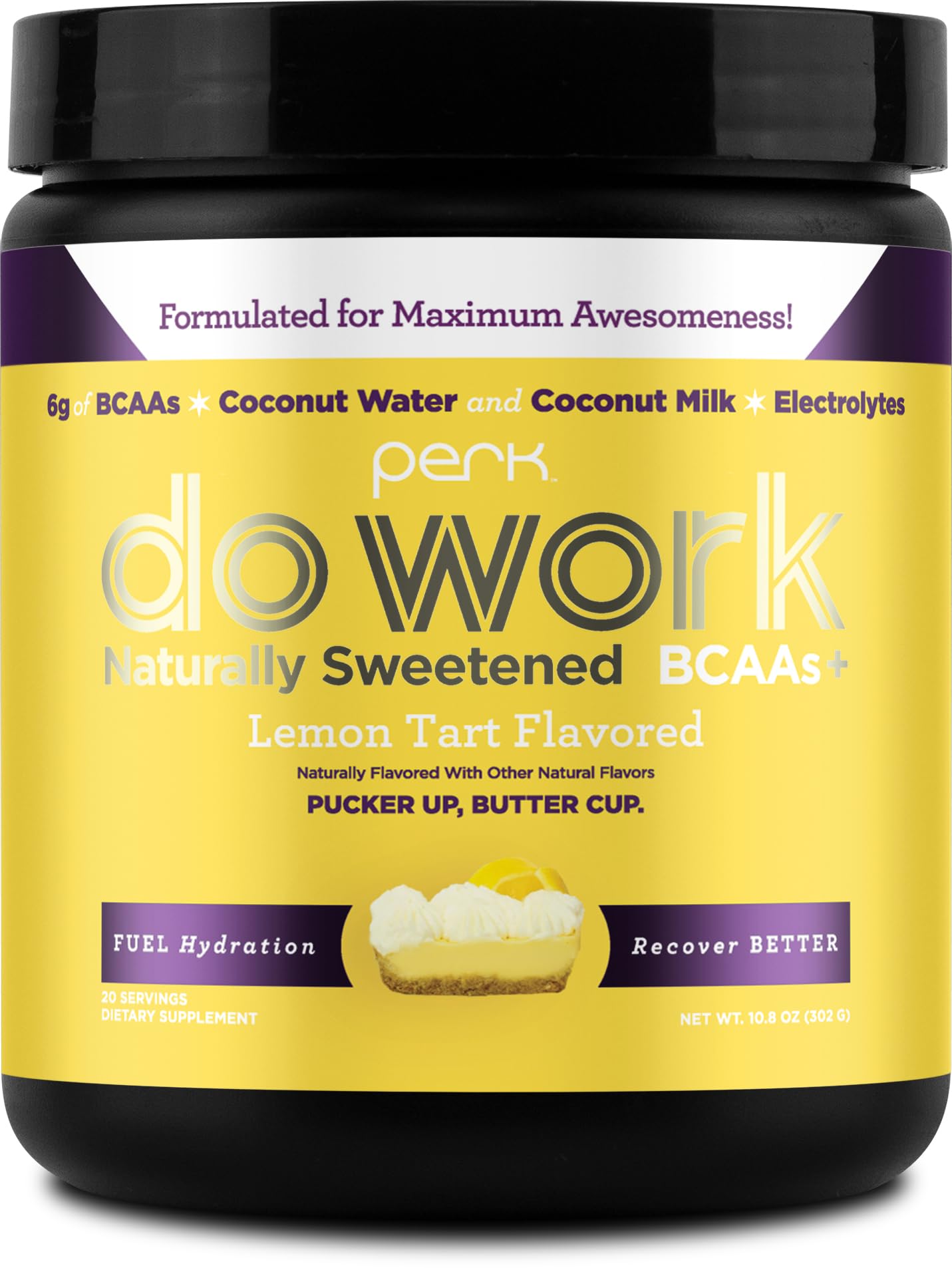 Packaging for Perk Do Work BCAAs + Hydration Electrolytes Lemon Tart