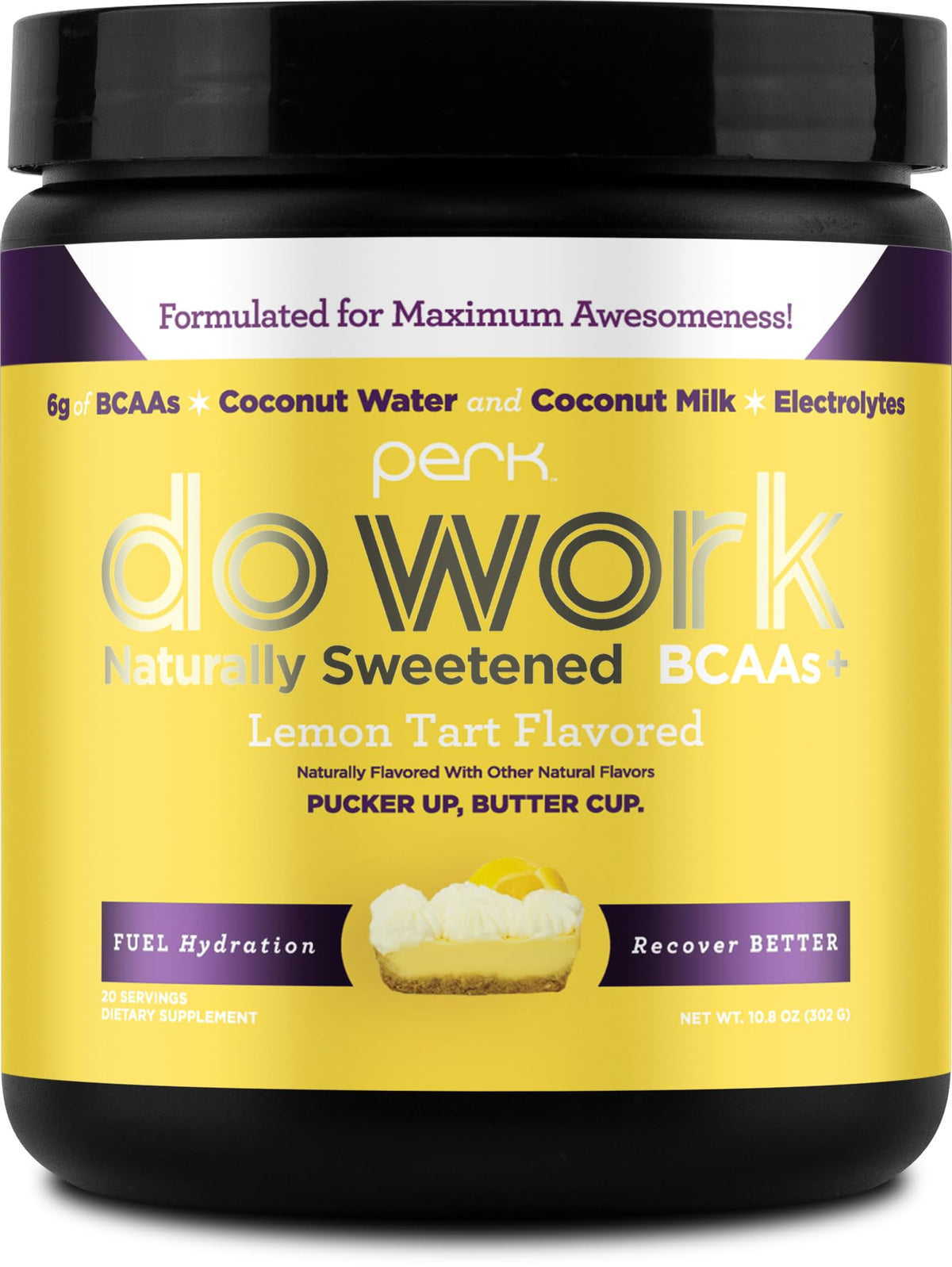 Packaging for Perk Do Work BCAAs + Hydration Electrolytes Lemon Tart